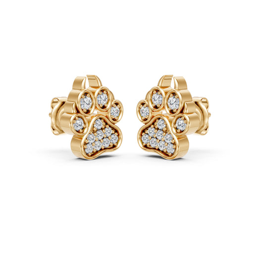 Nature Lover's Paw Print Diamond Stud Earrings