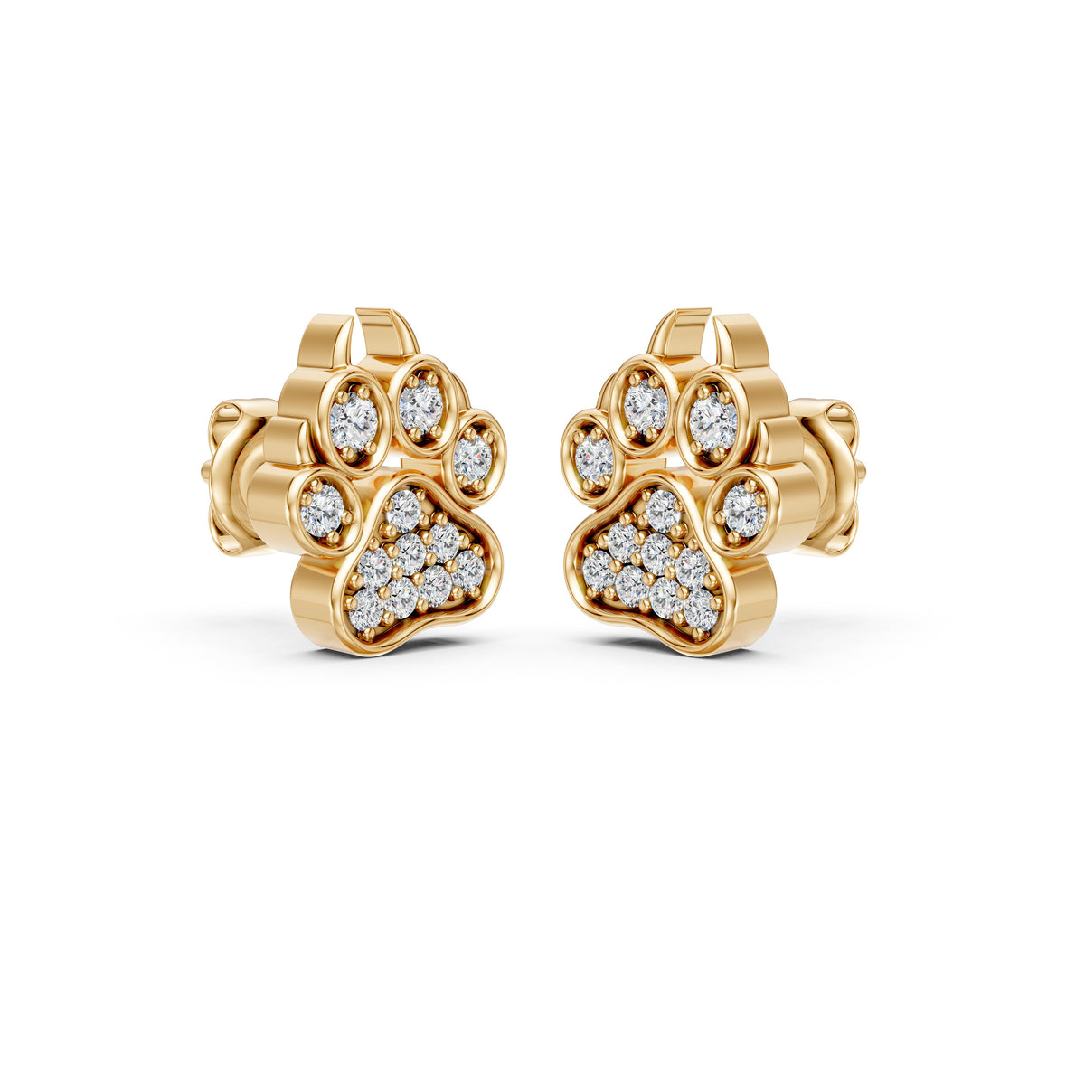 Nature Lover's Paw Print Diamond Stud Earrings