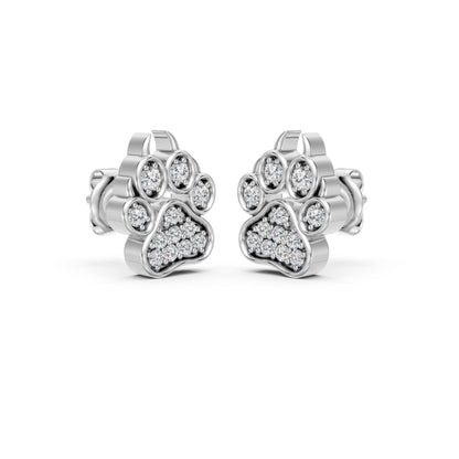 Nature Lover's Paw Print Diamond Stud Earrings
