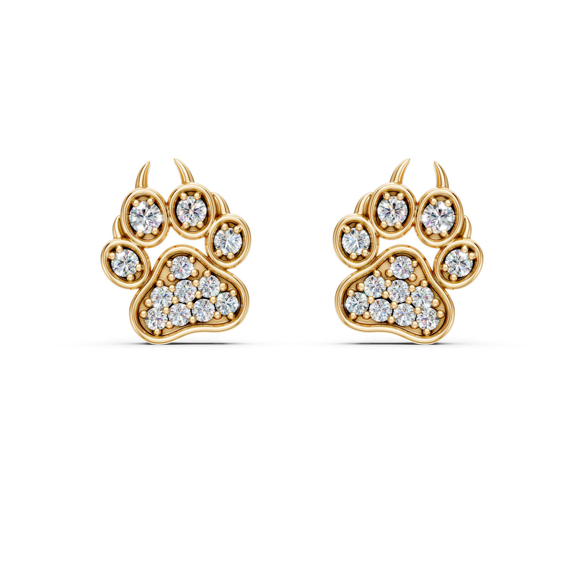 Nature Lover's Paw Print Diamond Stud Earrings