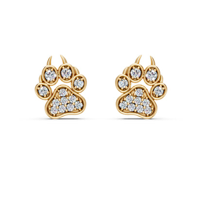 Nature Lover's Paw Print Diamond Stud Earrings