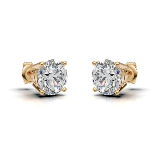 Round Solitaire Lab Grown Diamond Stud Earrings