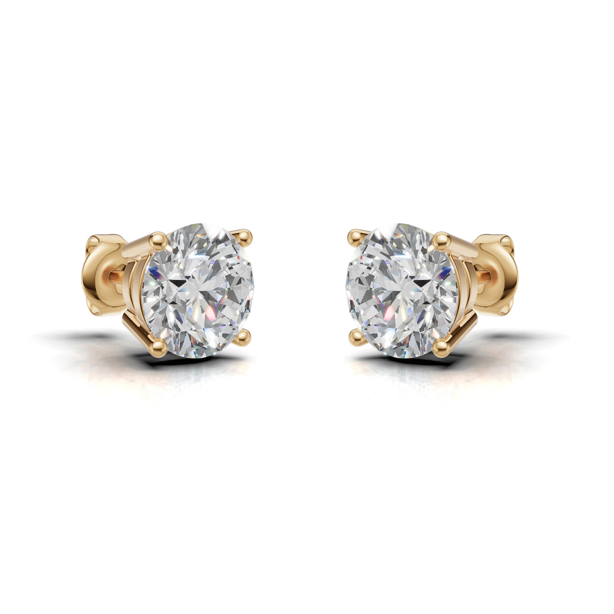 Round Solitaire Lab Grown Diamond Stud Earrings