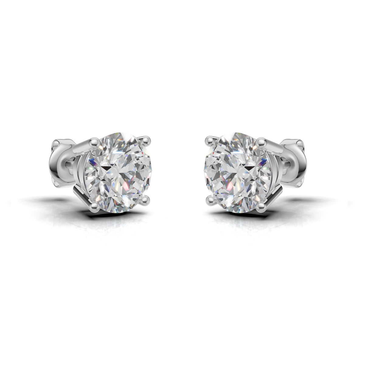 Round Solitaire Lab Grown Diamond Stud Earrings