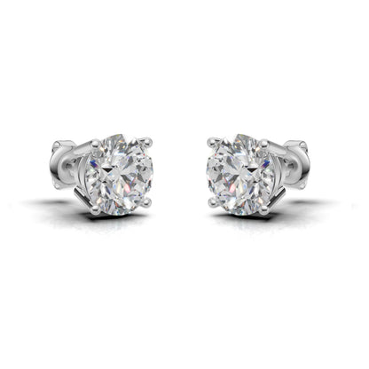 Round Solitaire Lab Grown Diamond Stud Earrings