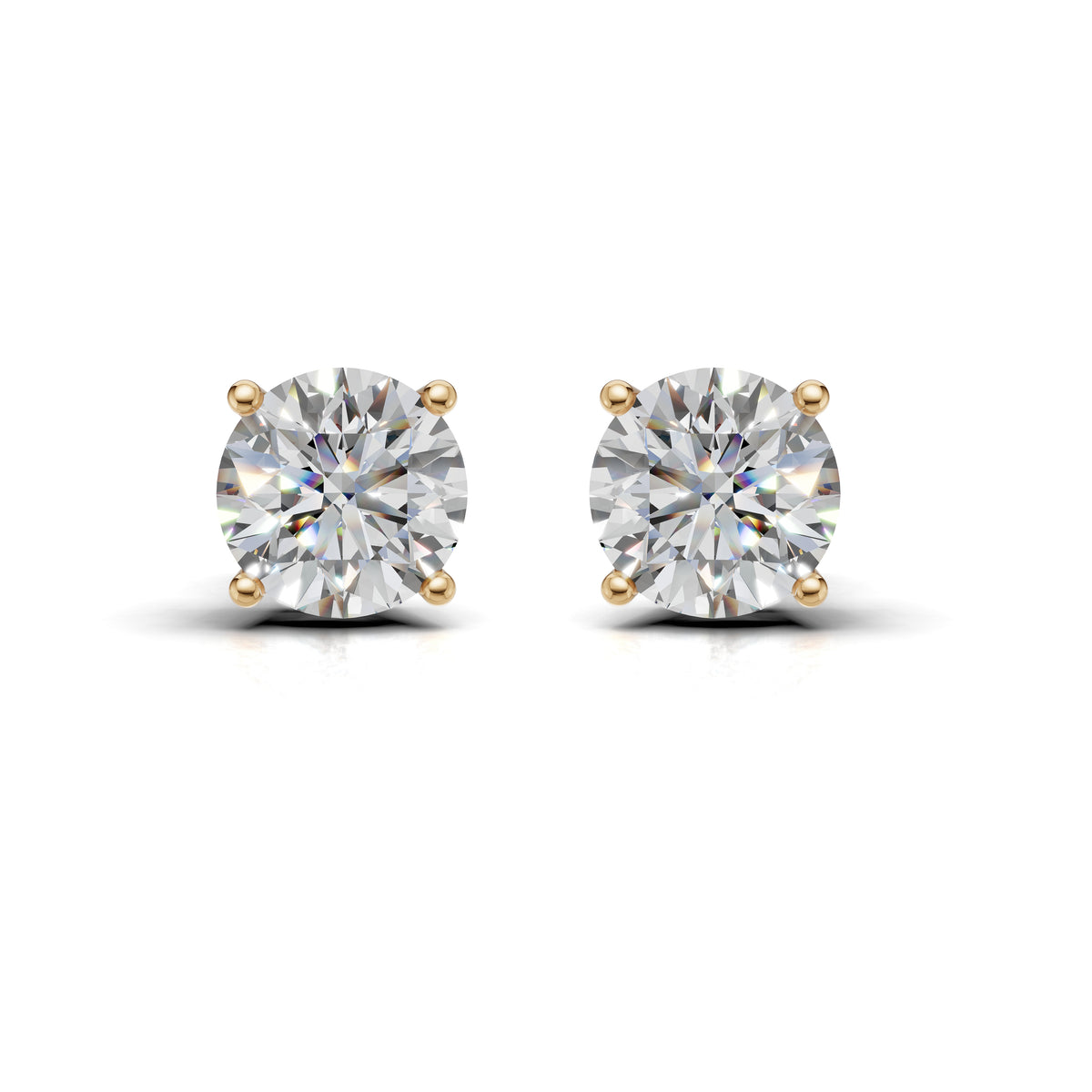 Round Solitaire Lab Grown Diamond Stud Earrings