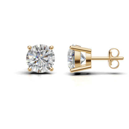 Round Solitaire Lab Grown Diamond Stud Earrings