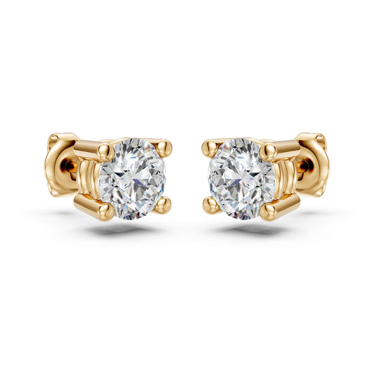 Round Solitaire Lab Grown Diamond Minimal Stud Earrings