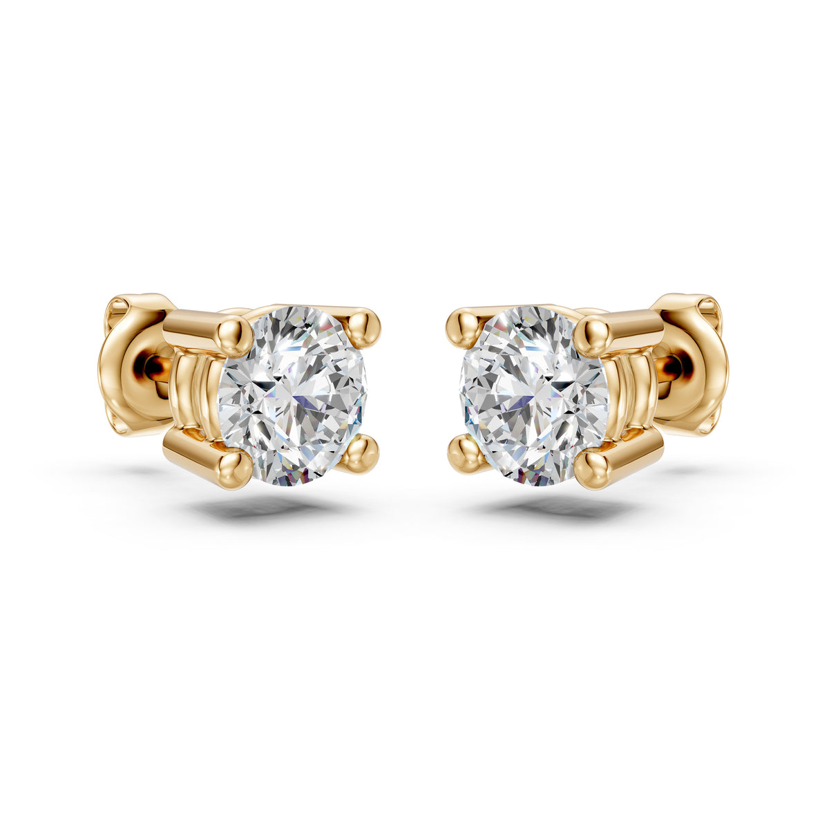 Round Solitaire Lab Grown Diamond Minimal Stud Earrings