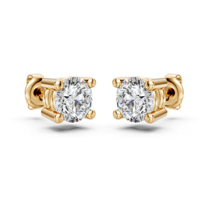 Round Solitaire Lab Grown Diamond Minimal Stud Earrings