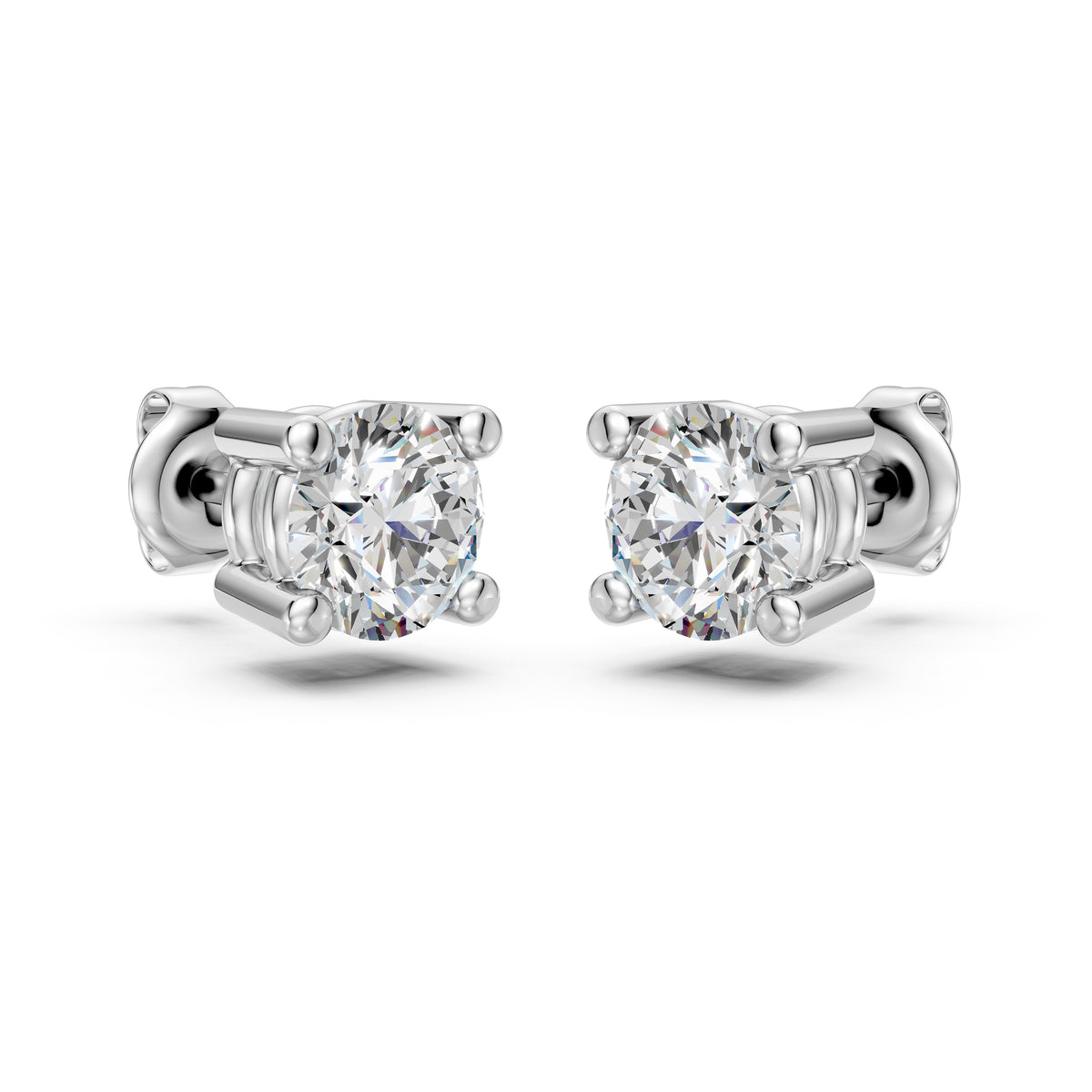 Round Solitaire Lab Grown Diamond Minimal Stud Earrings