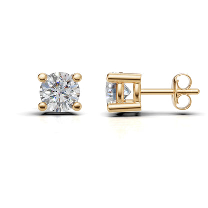 Round Solitaire Lab Grown Diamond Minimal Stud Earrings