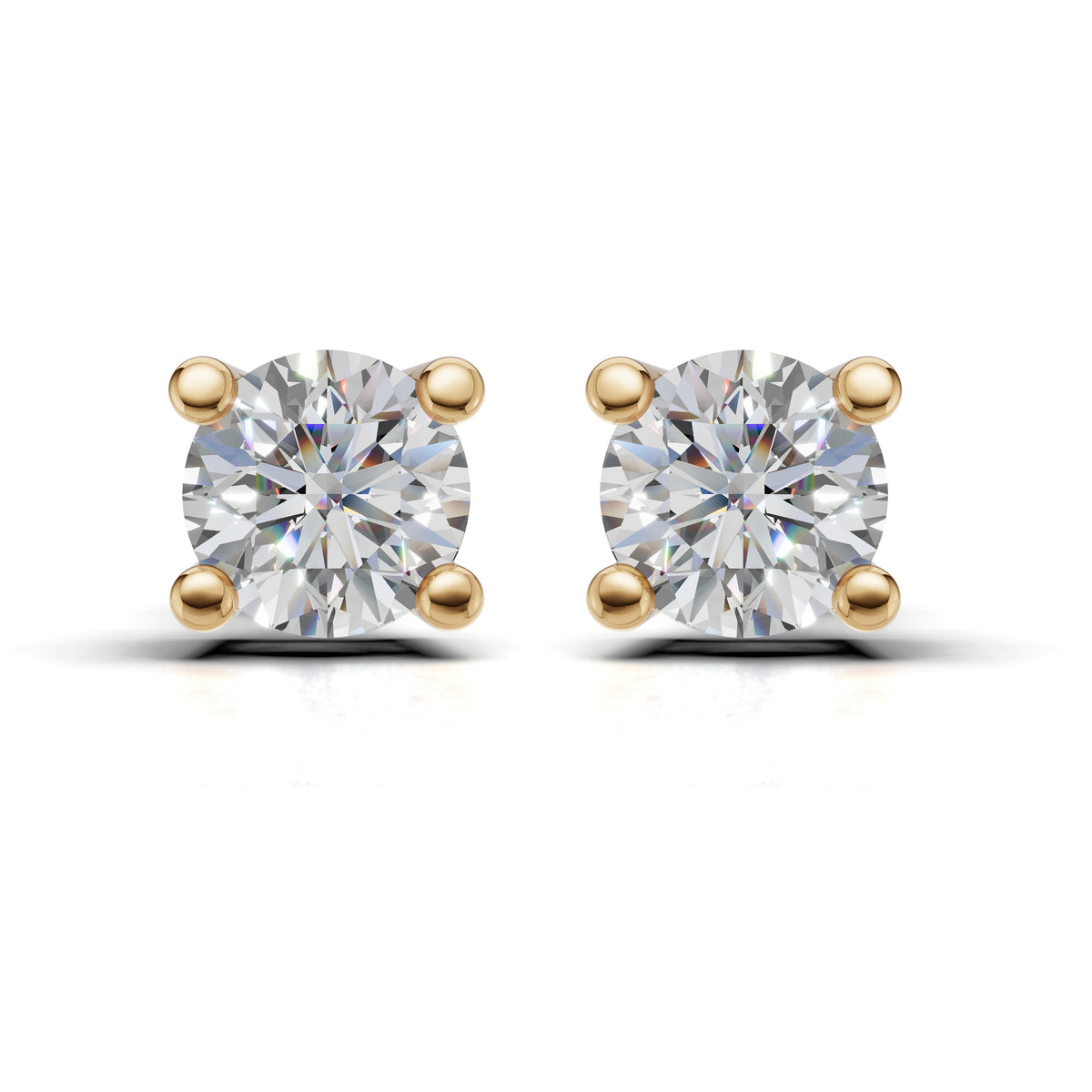 Round Solitaire Lab Grown Diamond Minimal Stud Earrings