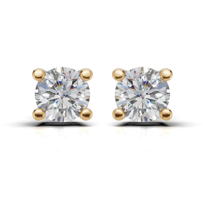 Round Solitaire Lab Grown Diamond Minimal Stud Earrings