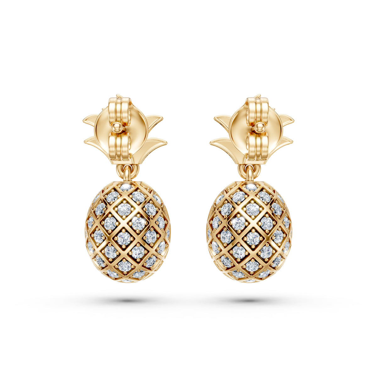 Lab-Grown Diamond Pave Studded Pineapple Shaped Charm Dangling Earrings