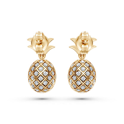 Lab-Grown Diamond Pave Studded Pineapple Shaped Charm Dangling Earrings