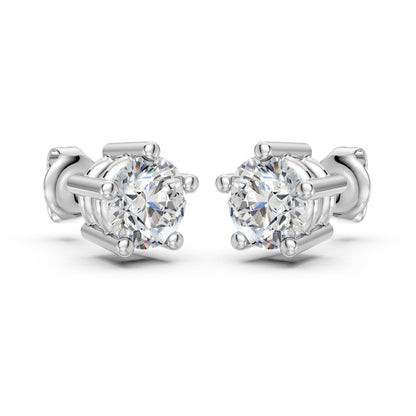Round Solitaire Lab Grown Diamond Classic Stud Earrings