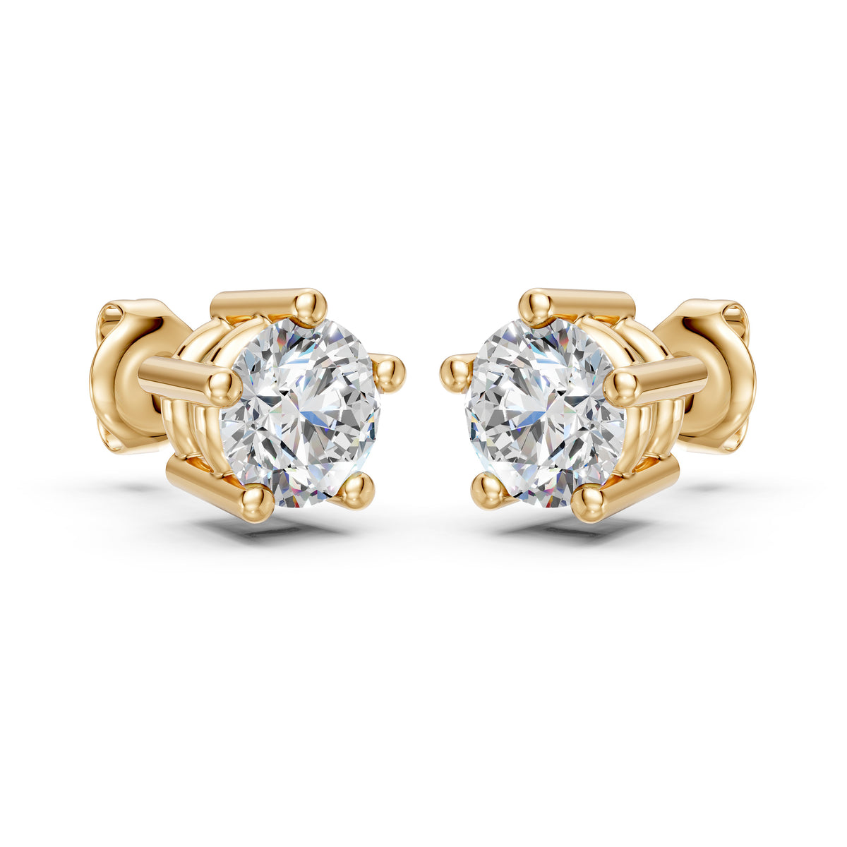 Round Solitaire Lab Grown Diamond Classic Stud Earrings