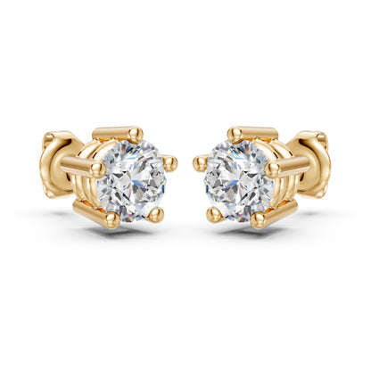 Round Solitaire Lab Grown Diamond Classic Stud Earrings