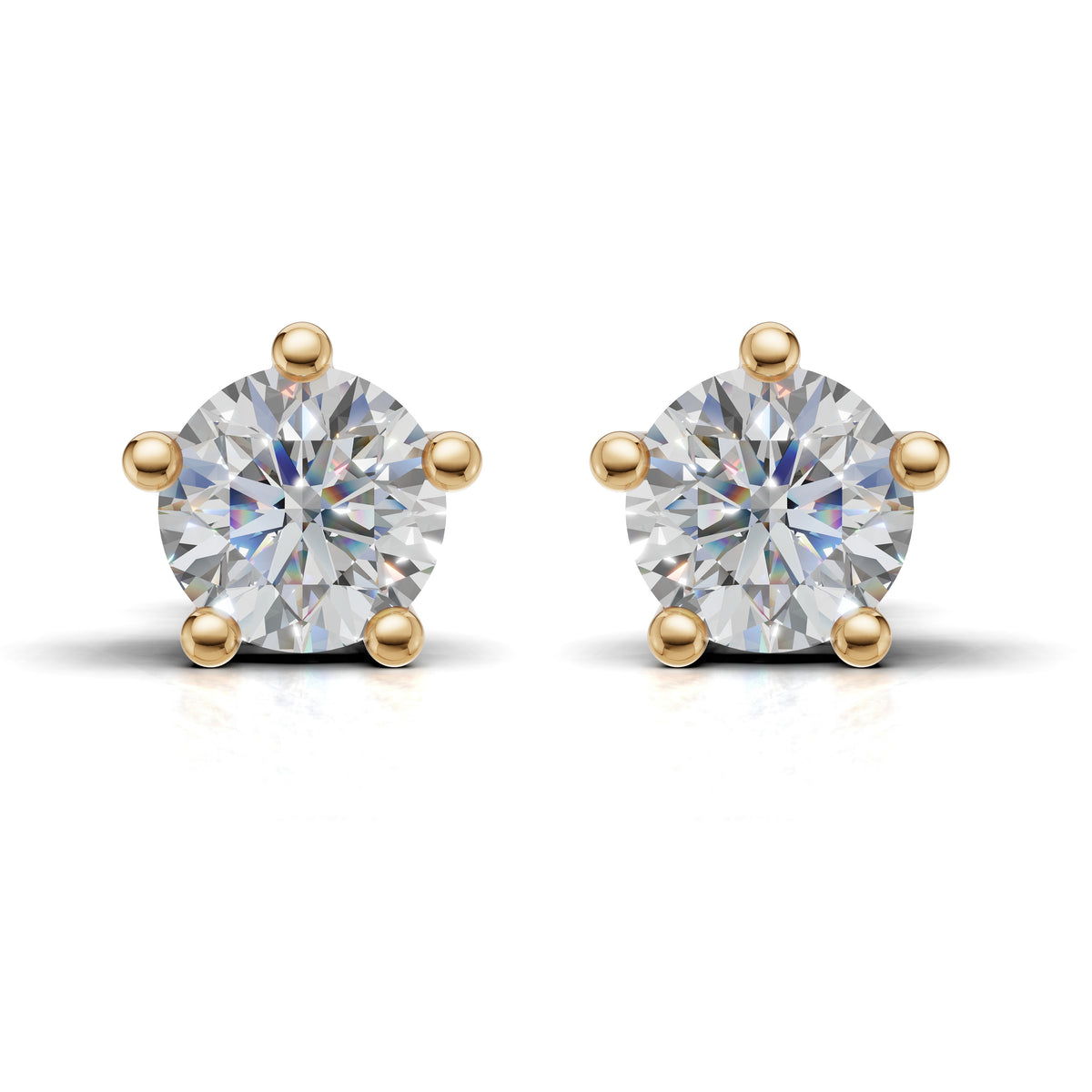 Round Solitaire Lab Grown Diamond Classic Stud Earrings