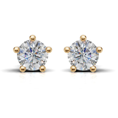 Round Solitaire Lab Grown Diamond Classic Stud Earrings
