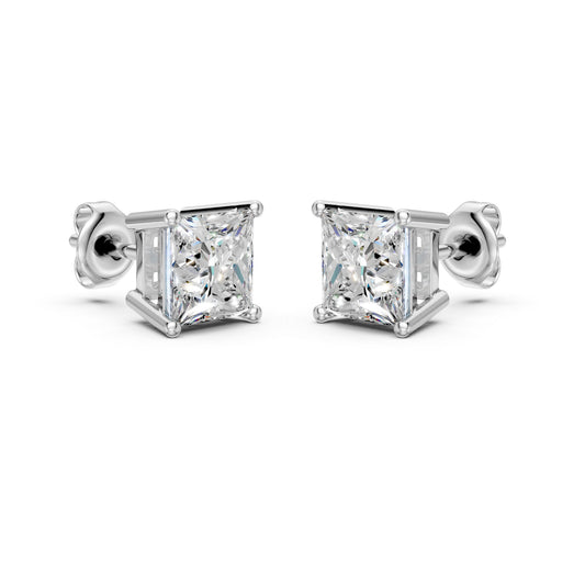 Princess Cut Lab Grown Diamond Stud Earrings