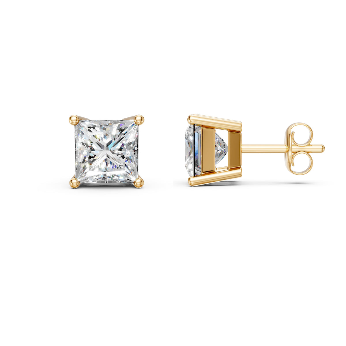 Princess Cut Lab Grown Diamond Stud Earrings