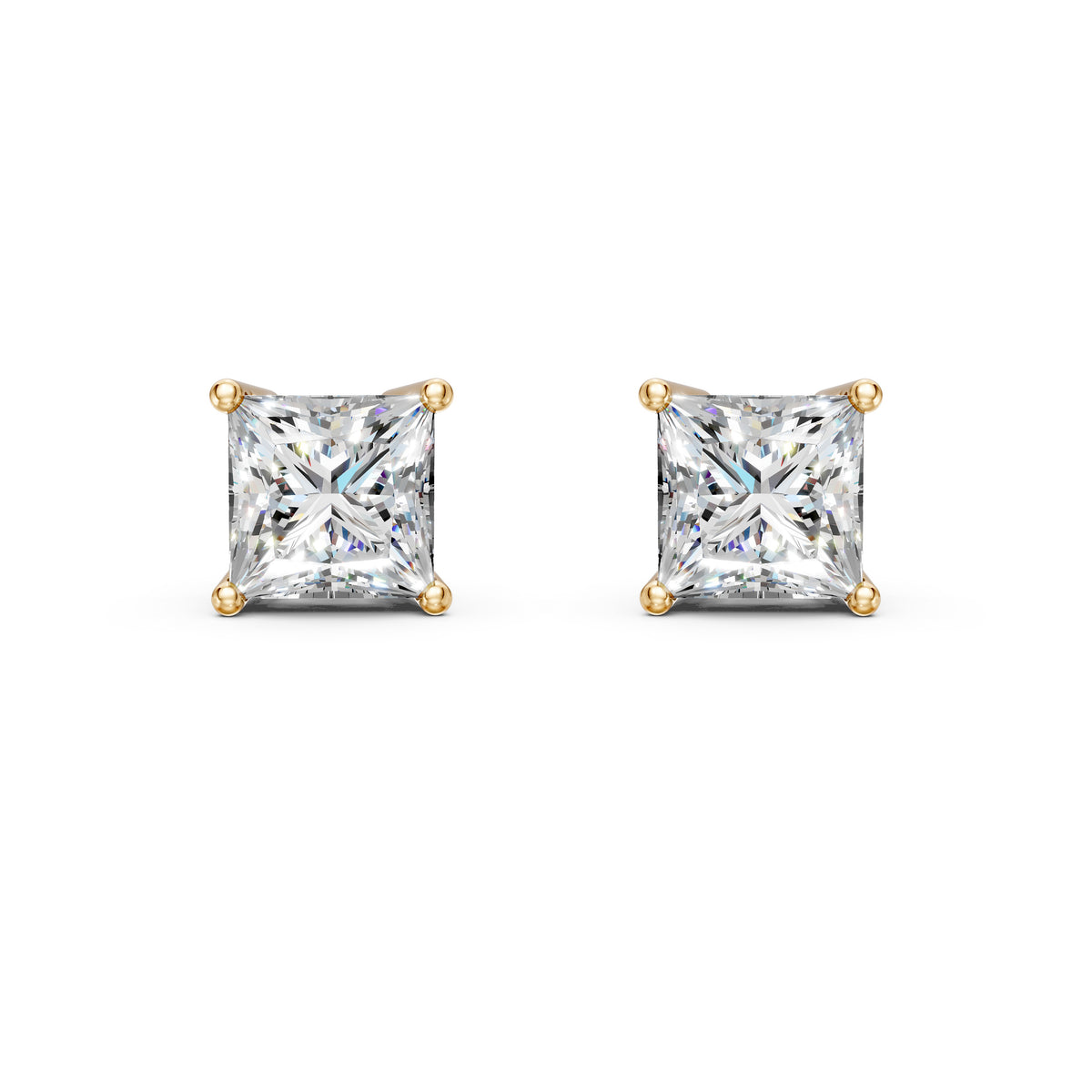 Princess Cut Lab Grown Diamond Stud Earrings