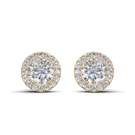Round Halo Lab Grown Diamond Stud Earrings