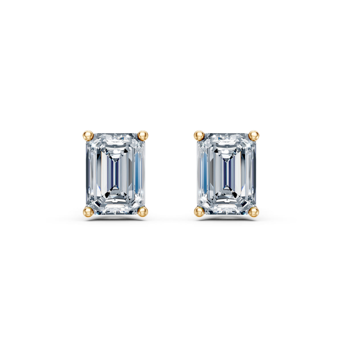 Emerald Cut Lab Grown Diamond Stud Earrings