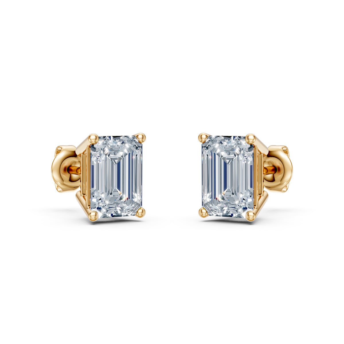Emerald Cut Lab Grown Diamond Stud Earrings