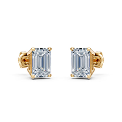 Emerald Cut Lab Grown Diamond Stud Earrings