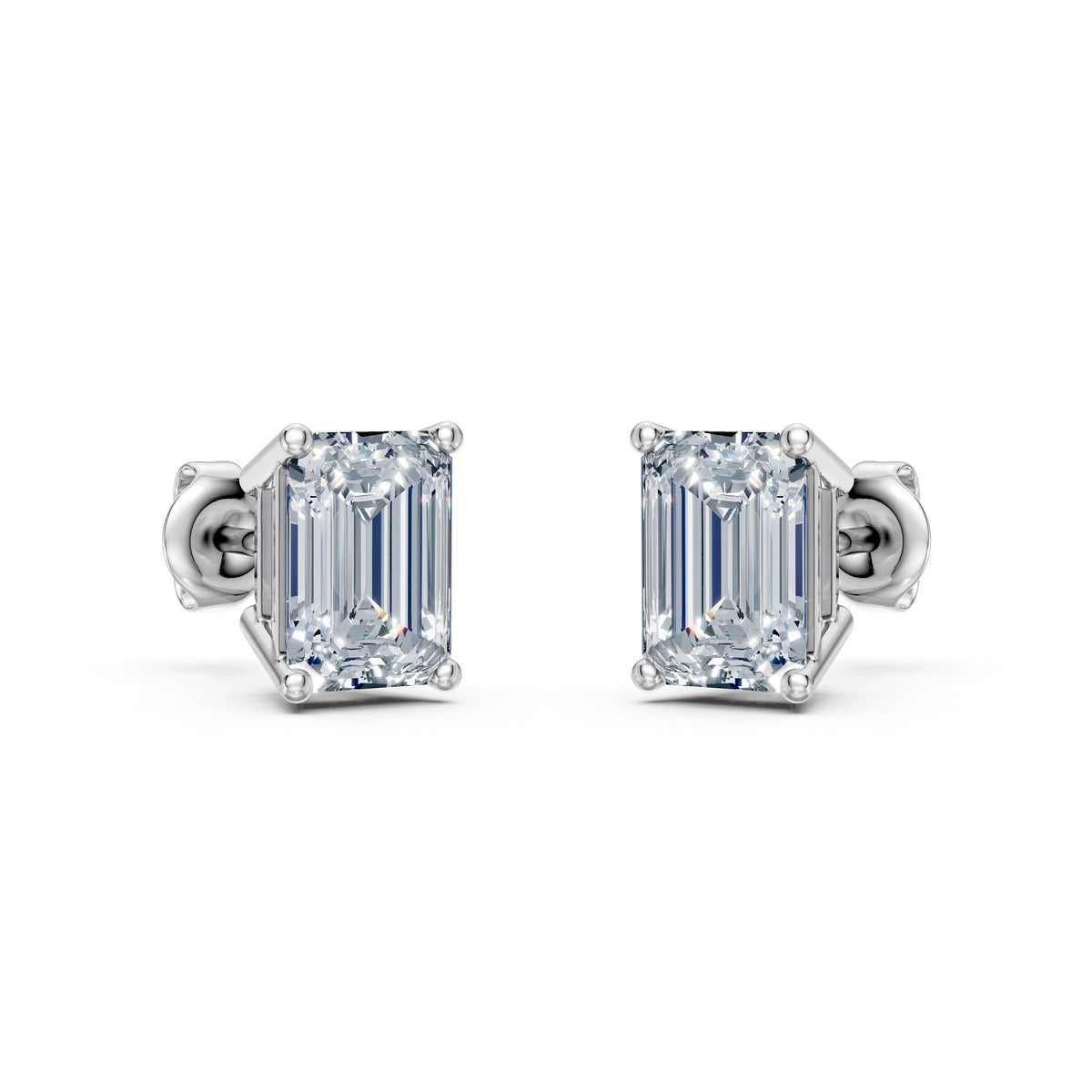 Emerald Cut Lab Grown Diamond Stud Earrings