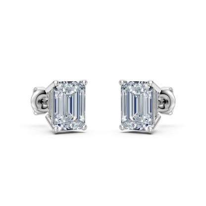 Emerald Cut Lab Grown Diamond Stud Earrings