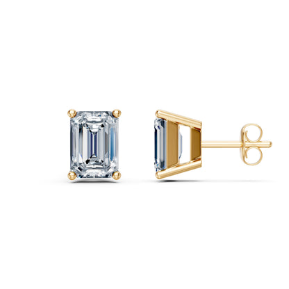 Emerald Cut Lab Grown Diamond Stud Earrings