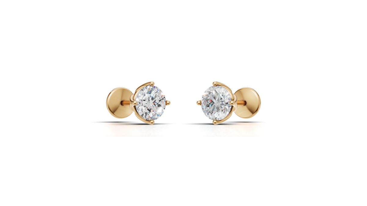 Diamond Floral Petal Cluster Stud Earrings