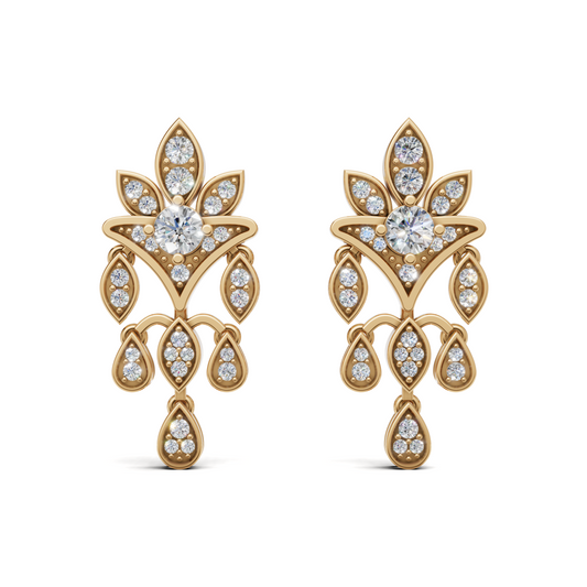 Diamond Star Burst Stud Earrings
