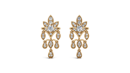 Diamond Star Burst Stud Earrings