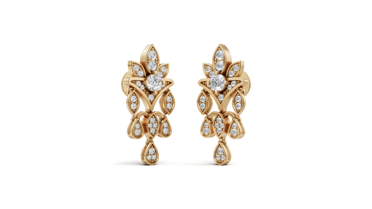 Diamond Star Burst Stud Earrings