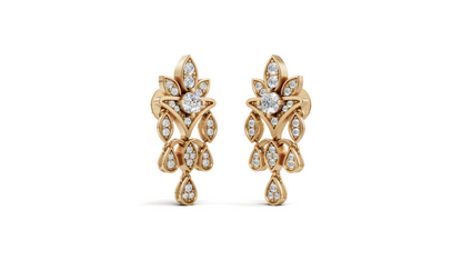 Diamond Star Burst Stud Earrings