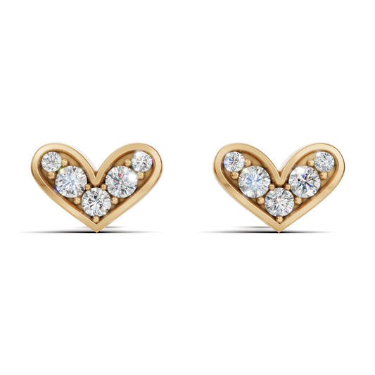 Diamond Heart Halo Stud Earrings