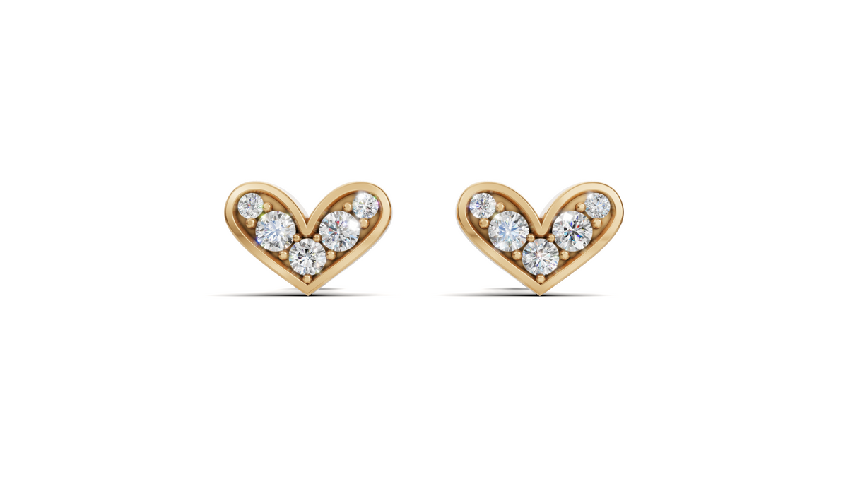 Diamond Heart Halo Stud Earrings