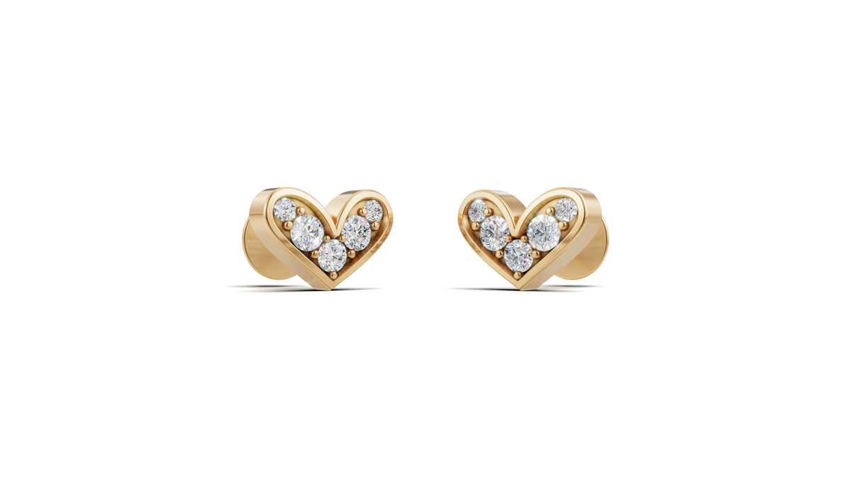 Diamond Heart Halo Stud Earrings