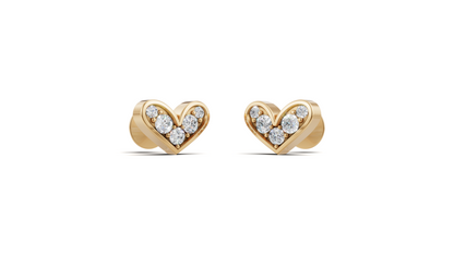 Diamond Heart Halo Stud Earrings