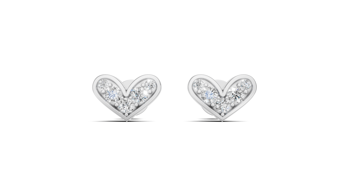 Diamond Heart Halo Stud Earrings