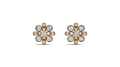 Diamond Layered Floral Cluster Stud Earrings
