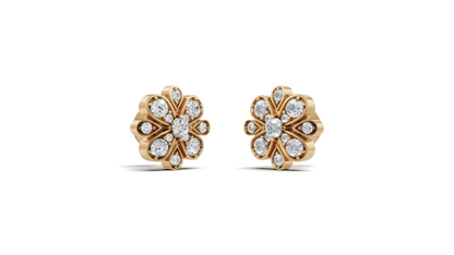 Diamond Layered Floral Cluster Stud Earrings