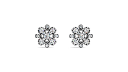 Diamond Layered Floral Cluster Stud Earrings