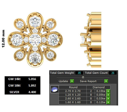 Diamond Layered Floral Cluster Stud Earrings