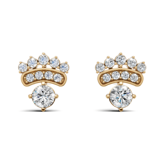 Diamond Solitaire Crown Drop Stud Earrings